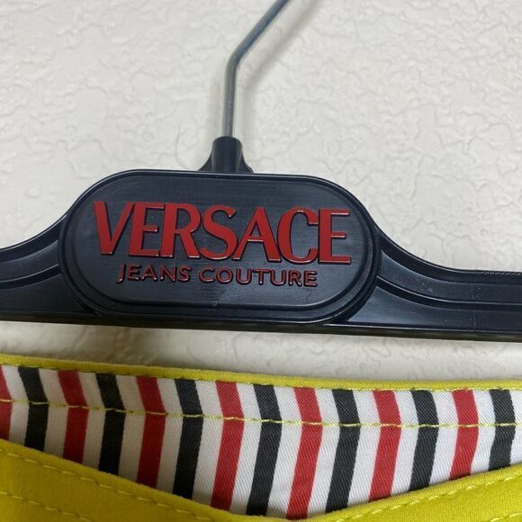 Versace Jeans Couture Ittierre 2000's Tulip Hem Yellow Mini Skirt Size 24/38 - Picture 3 of 7